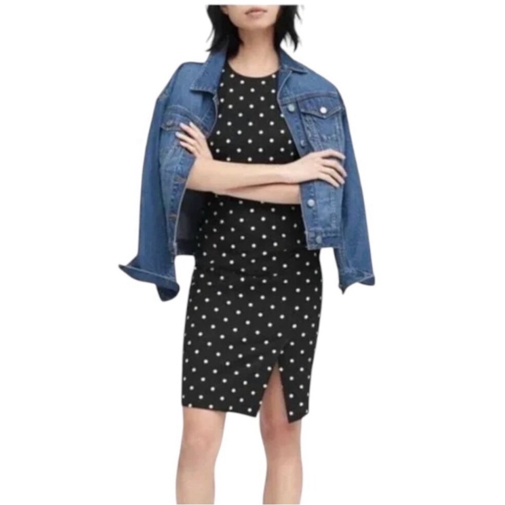 NWT Banana Republic Sloan Sleeveless Sheath Polka Dot Dress Front Slit Size 2